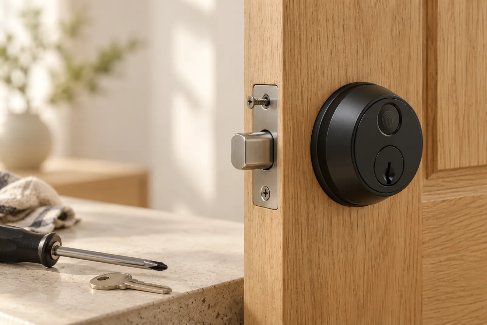 Fingerprint door lock installation walkthrough video preview